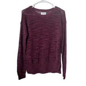 Lou Grey Sweater Womens Small Merlot Burnout Long Sleeve